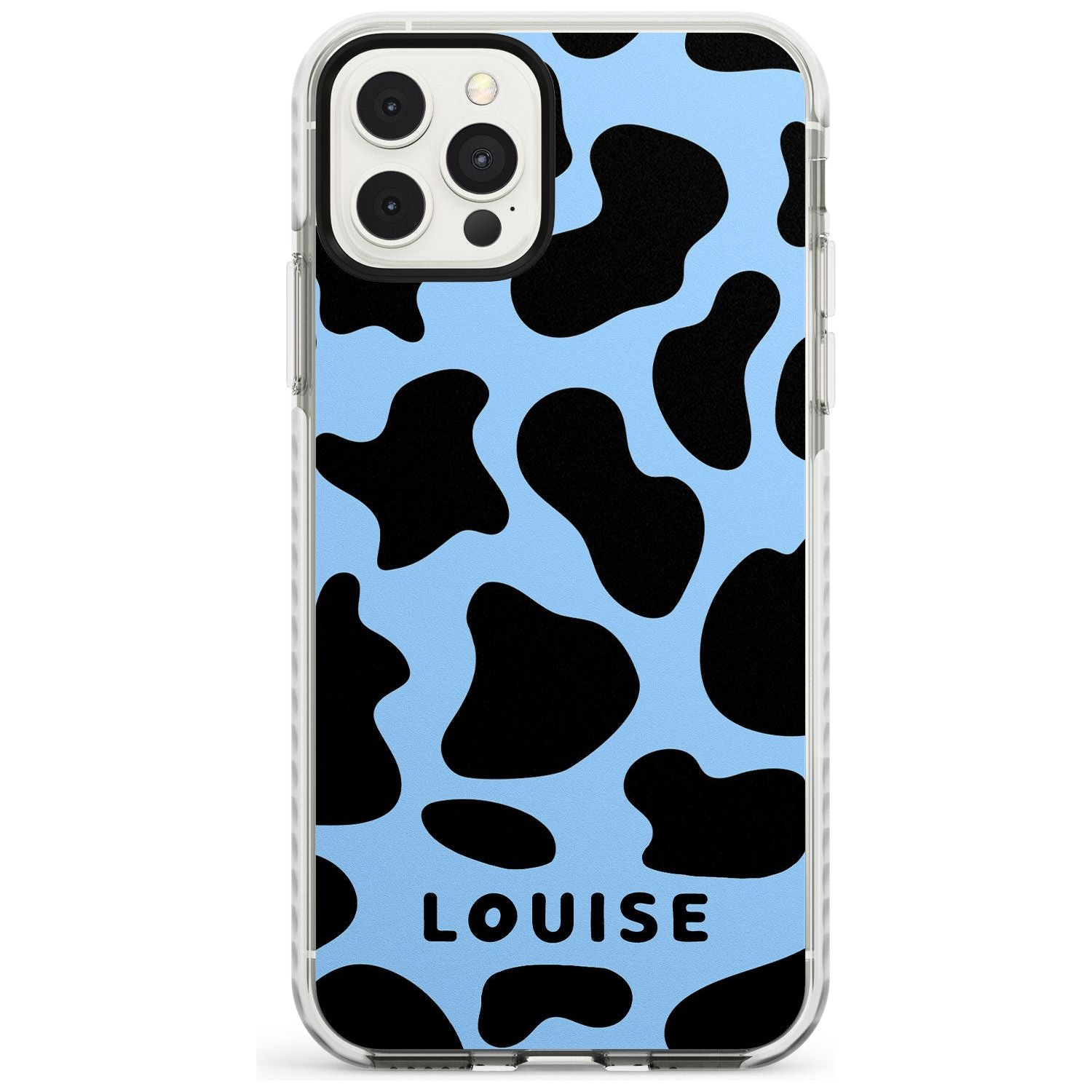 Personalised Blue and Black Cow Print Impact Phone Case for iPhone 11 Pro Max