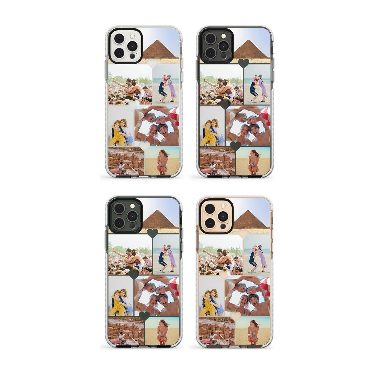 Personalised Heart Photo Grid Impact Phone Case for iPhone 11, iphone 12