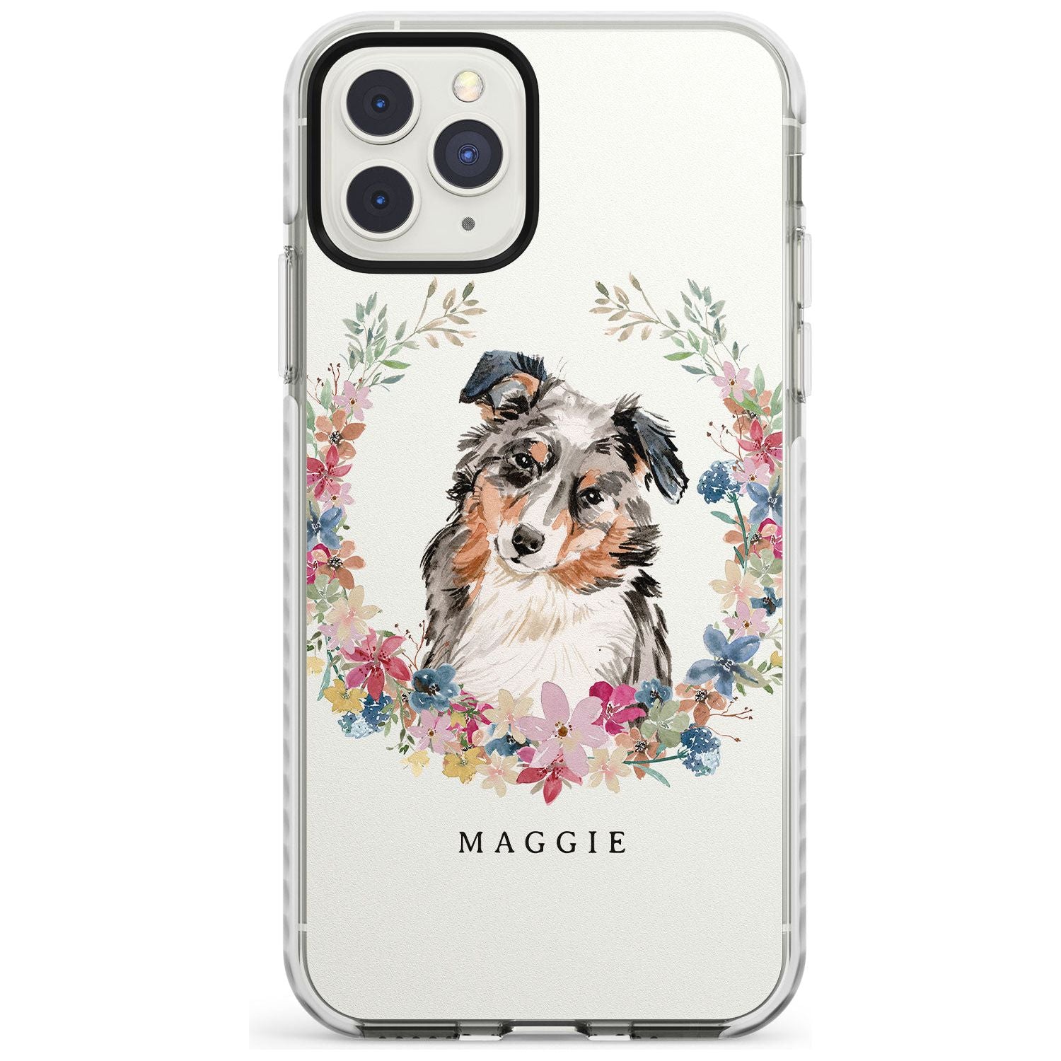 Australian Shepherd Watercolour Dog Portrait Impact Phone Case for iPhone 11 Pro Max