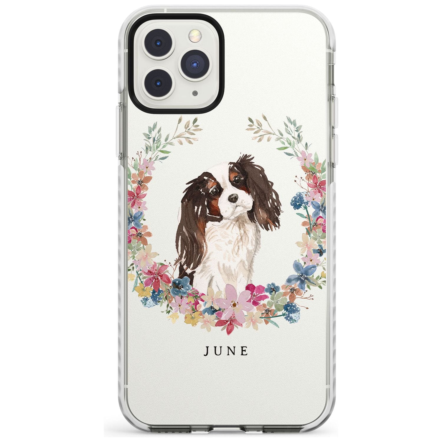 Tri Coloured King Charles Watercolour Dog Portrait Impact Phone Case for iPhone 11 Pro Max
