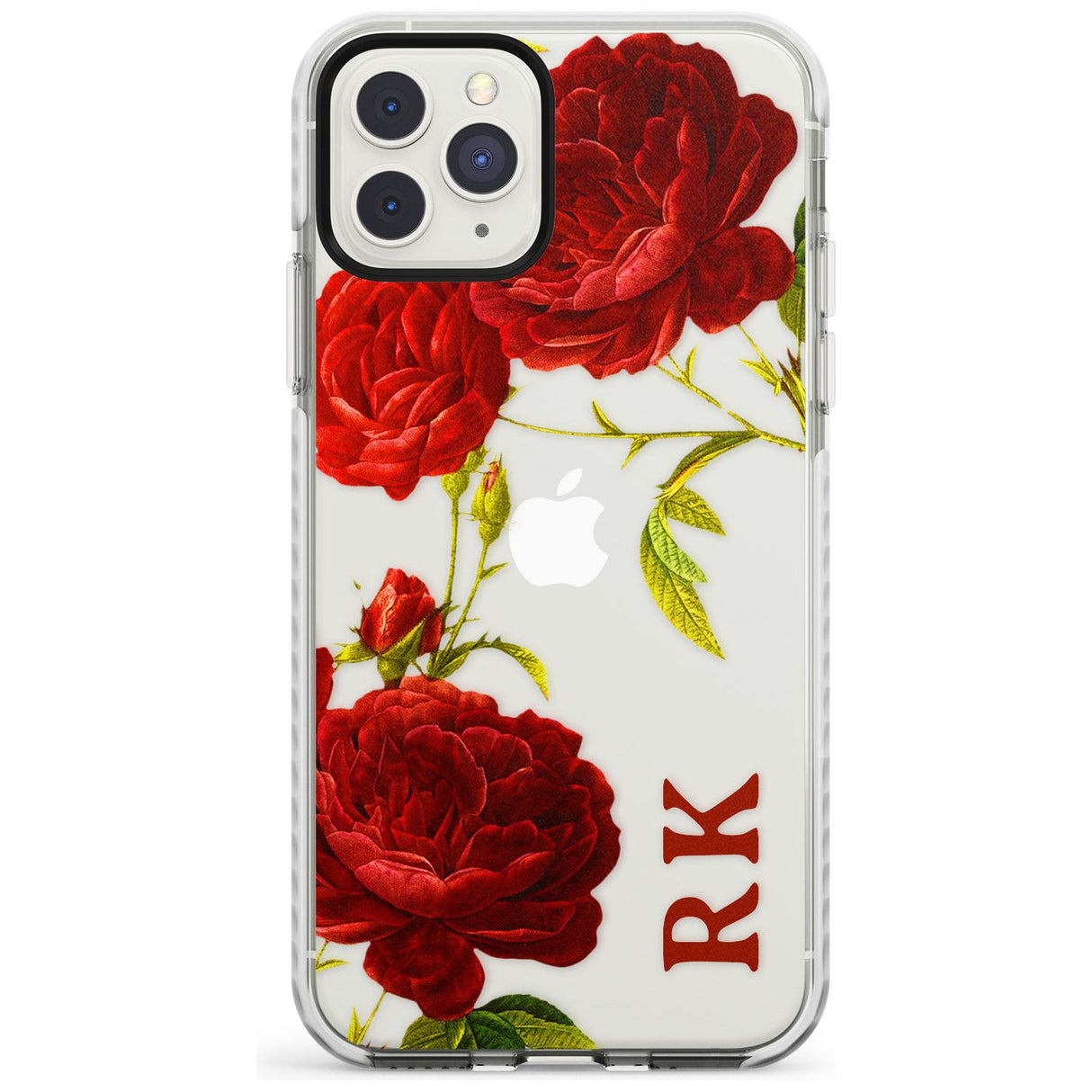 Custom Clear Vintage Floral Red Roses Impact Phone Case for iPhone 11 Pro Max