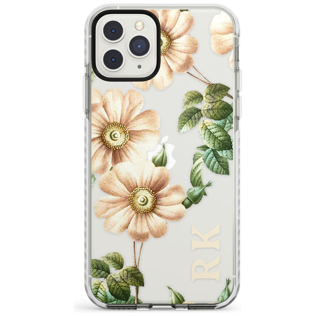 Custom Clear Vintage Floral Cream Anemones Impact Phone Case for iPhone 11 Pro Max