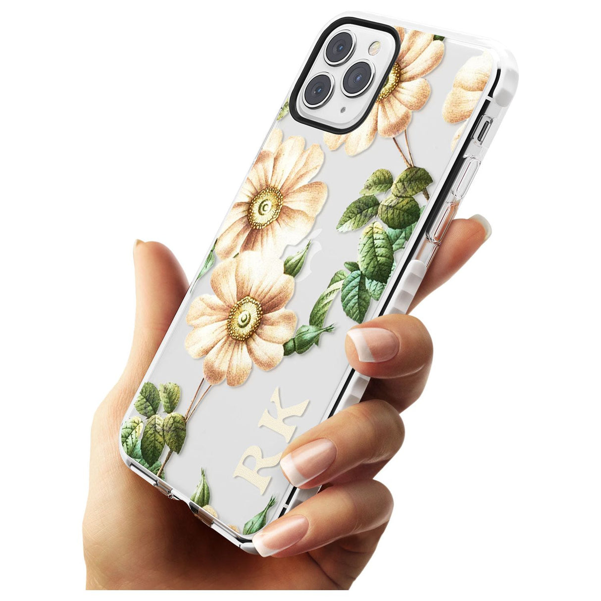 Custom Clear Vintage Floral Cream Anemones Impact Phone Case for iPhone 11 Pro Max