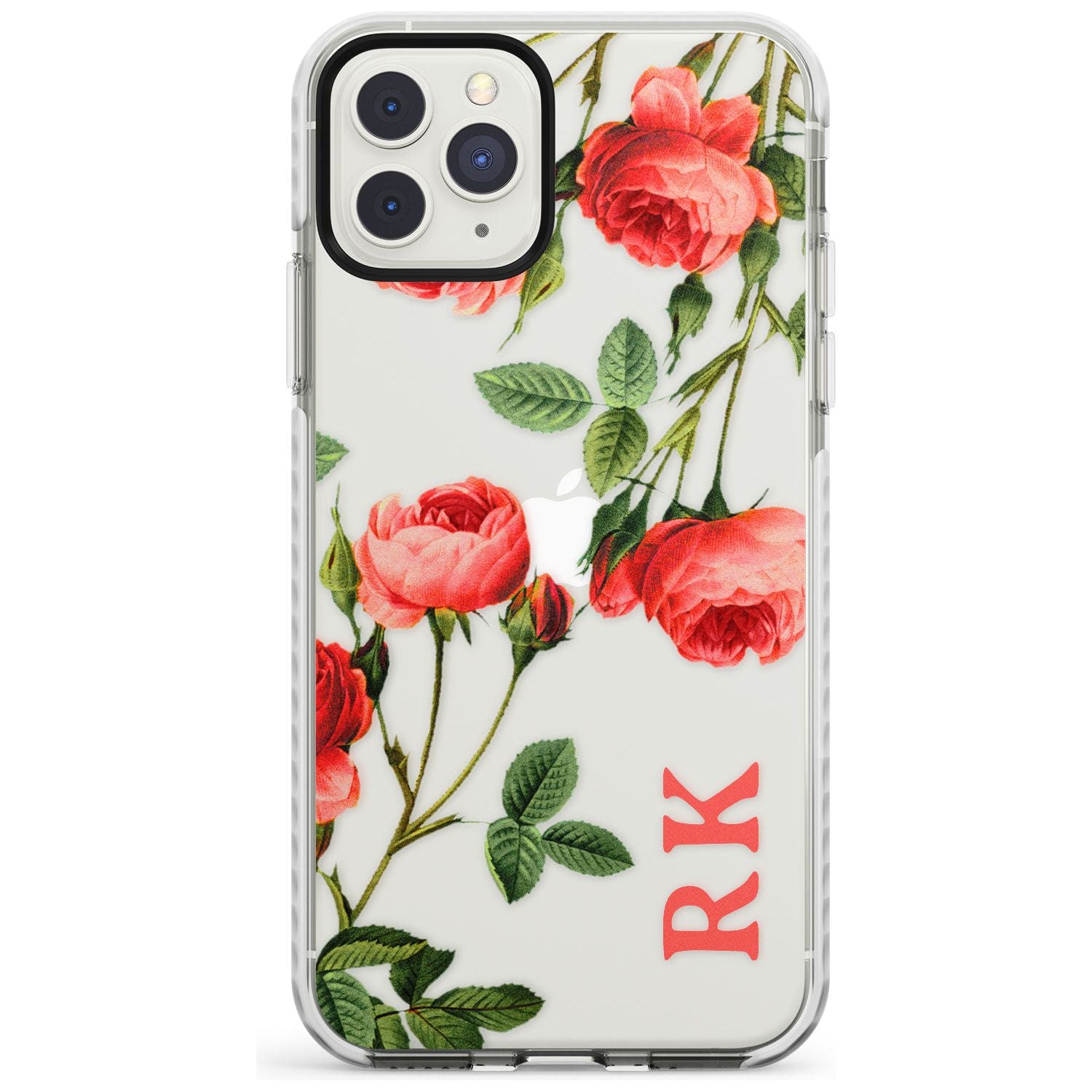 Custom Clear Vintage Floral Pink Roses Impact Phone Case for iPhone 11 Pro Max