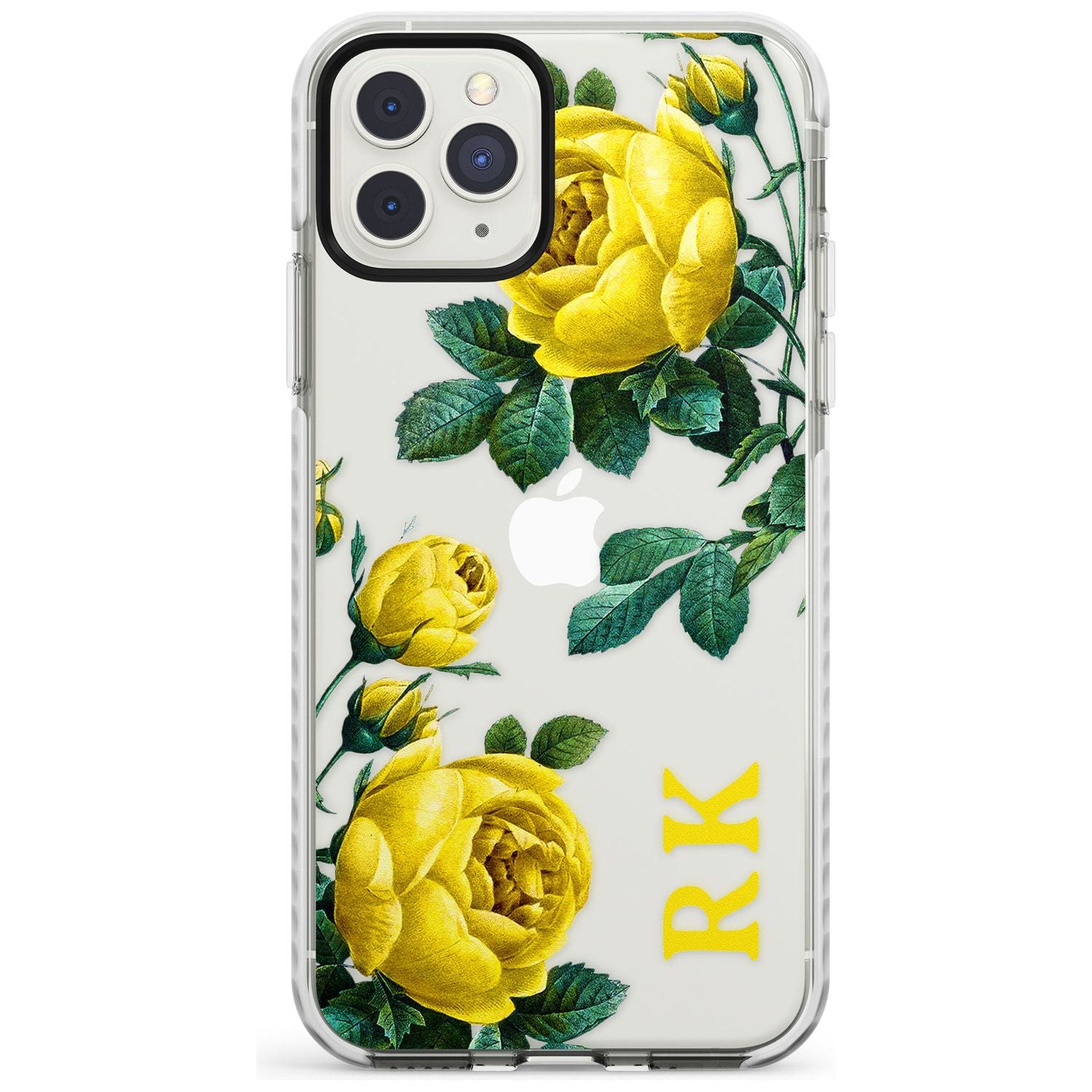 Custom Clear Vintage Floral Yellow Roses Impact Phone Case for iPhone 11 Pro Max