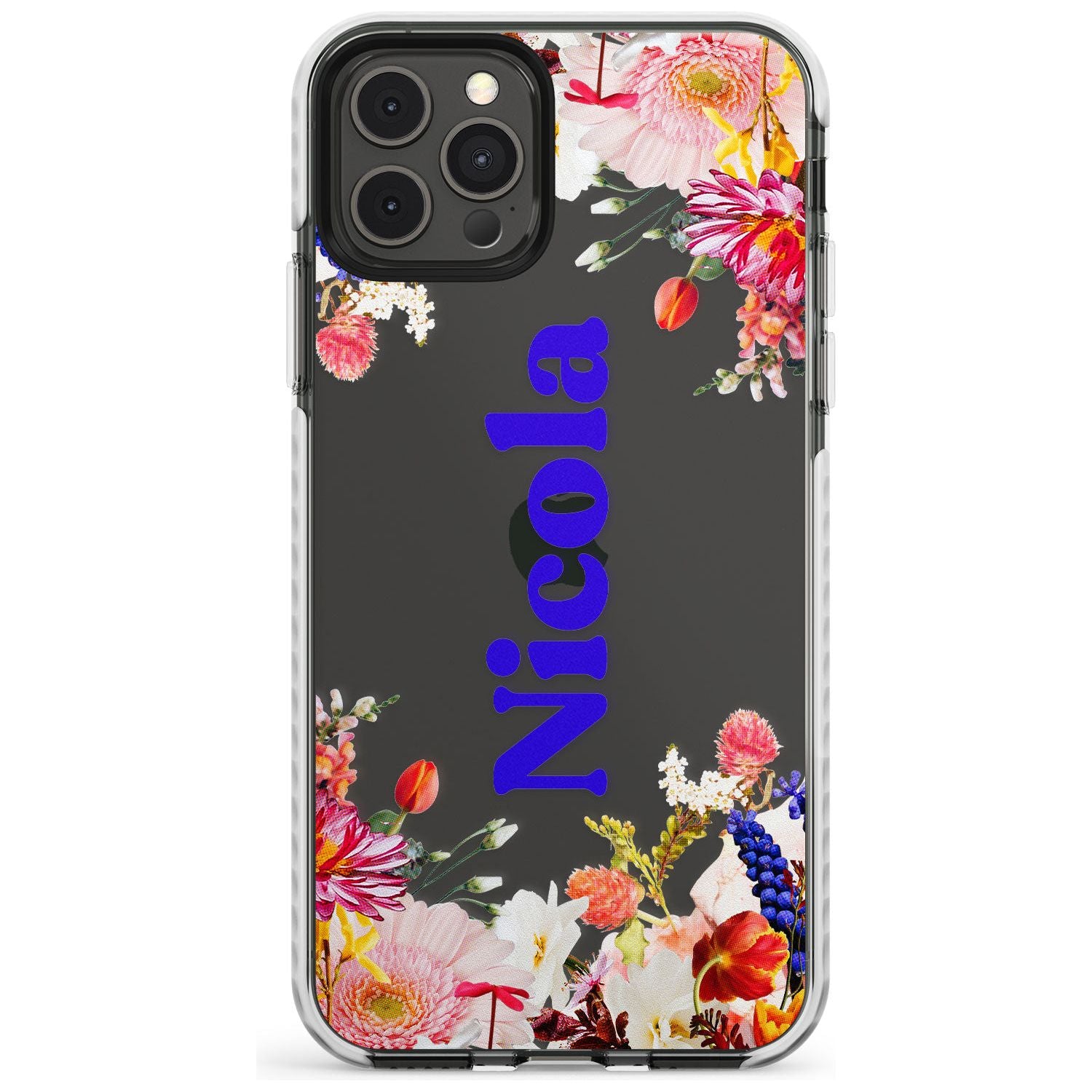Custom Text with Floral Borders Slim TPU Phone Case for iPhone 11 Pro Max
