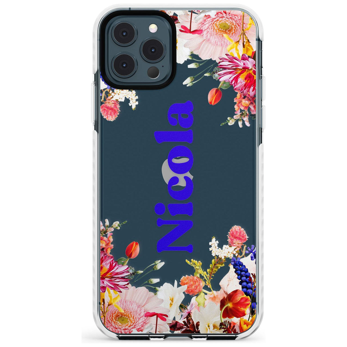 Custom Text with Floral Borders Slim TPU Phone Case for iPhone 11 Pro Max