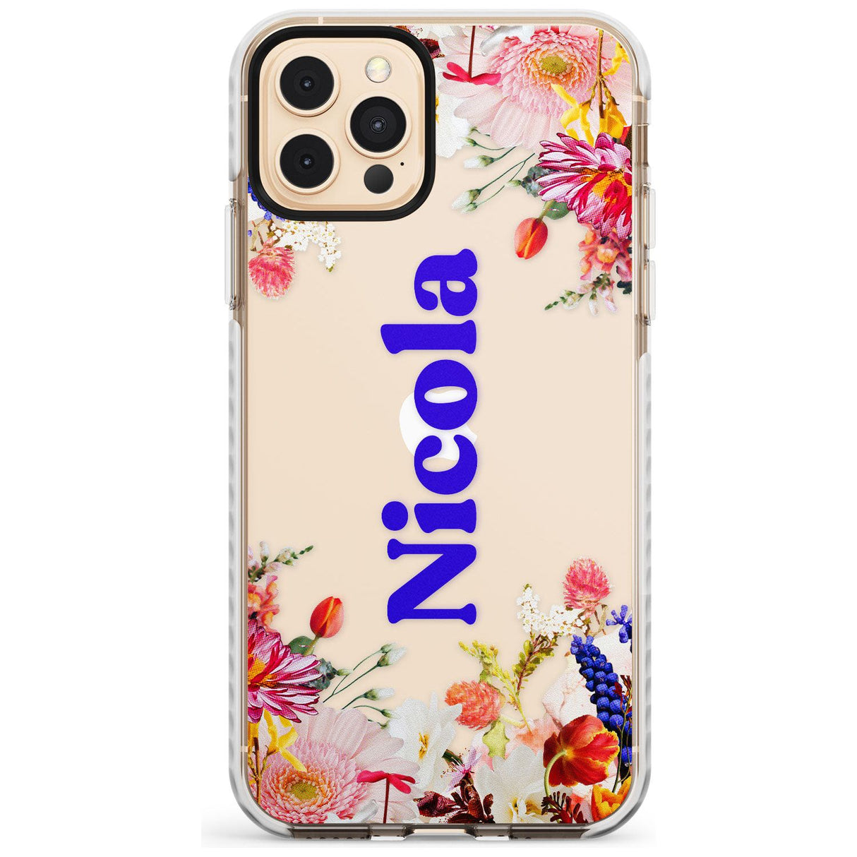 Custom Text with Floral Borders Slim TPU Phone Case for iPhone 11 Pro Max