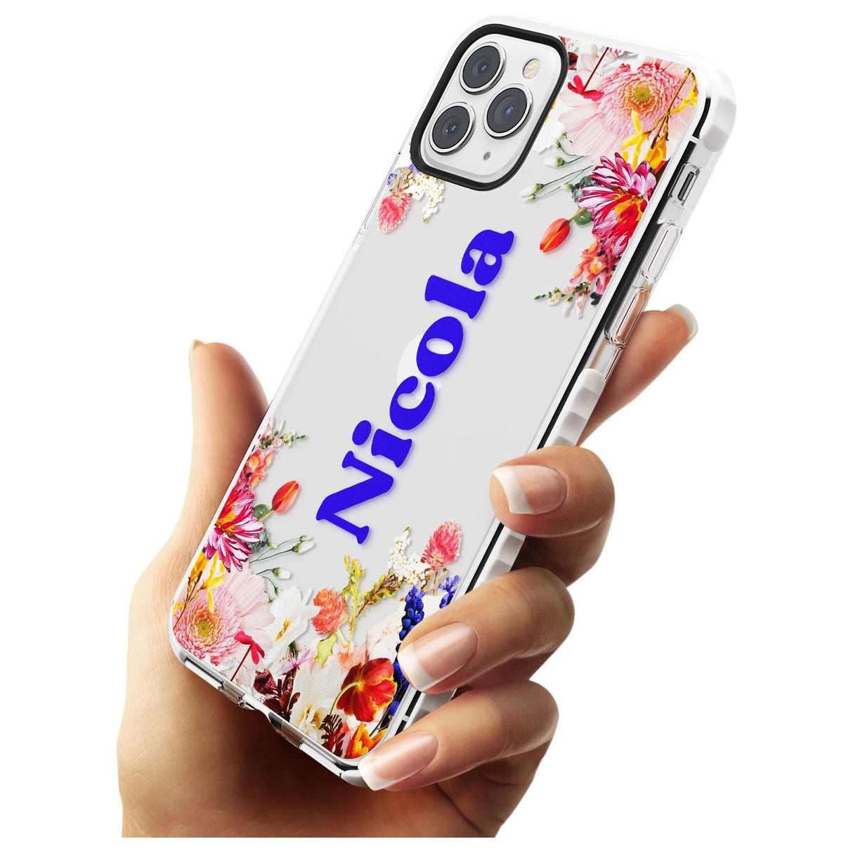 Custom Text with Floral Borders Slim TPU Phone Case for iPhone 11 Pro Max