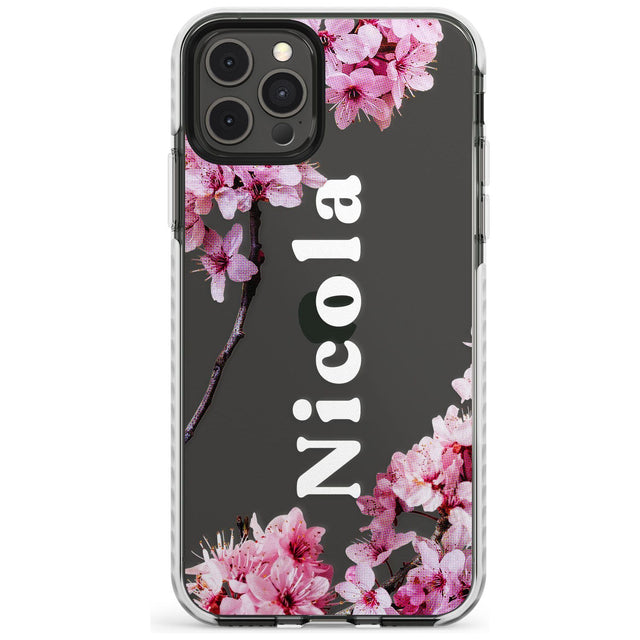Cherry Blossoms with Custom Text Slim TPU Phone Case for iPhone 11 Pro Max