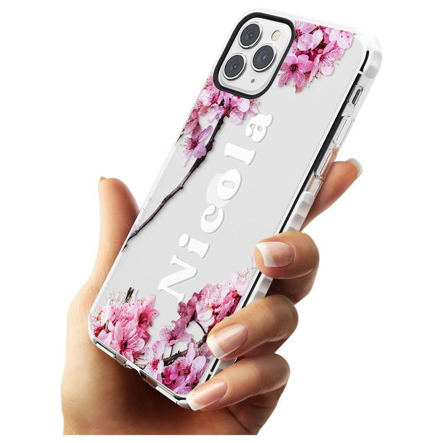 Cherry Blossoms with Custom Text Slim TPU Phone Case for iPhone 11 Pro Max