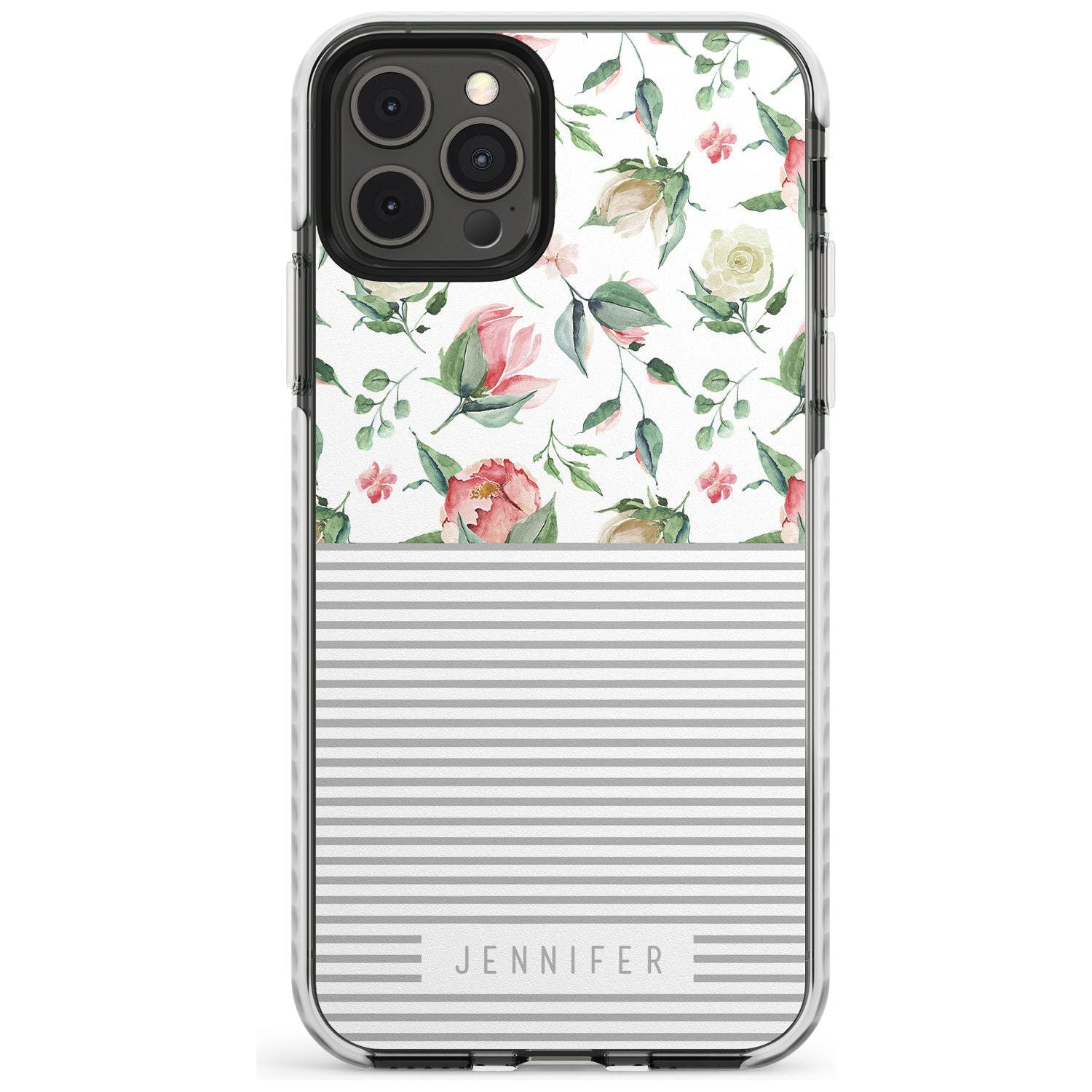 Light Floral Pattern & Stripes Slim TPU Phone Case for iPhone 11 Pro Max