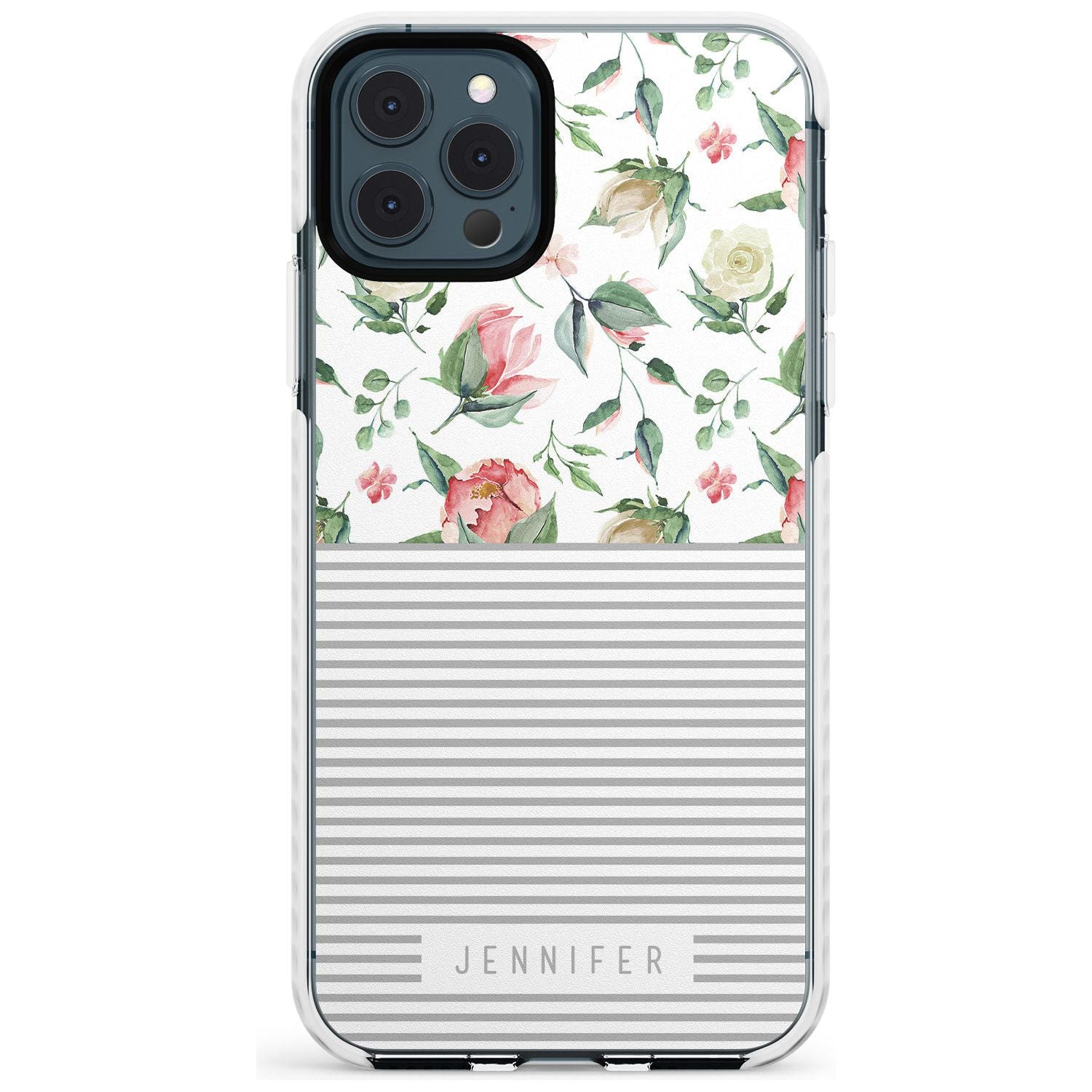 Light Floral Pattern & Stripes Slim TPU Phone Case for iPhone 11 Pro Max