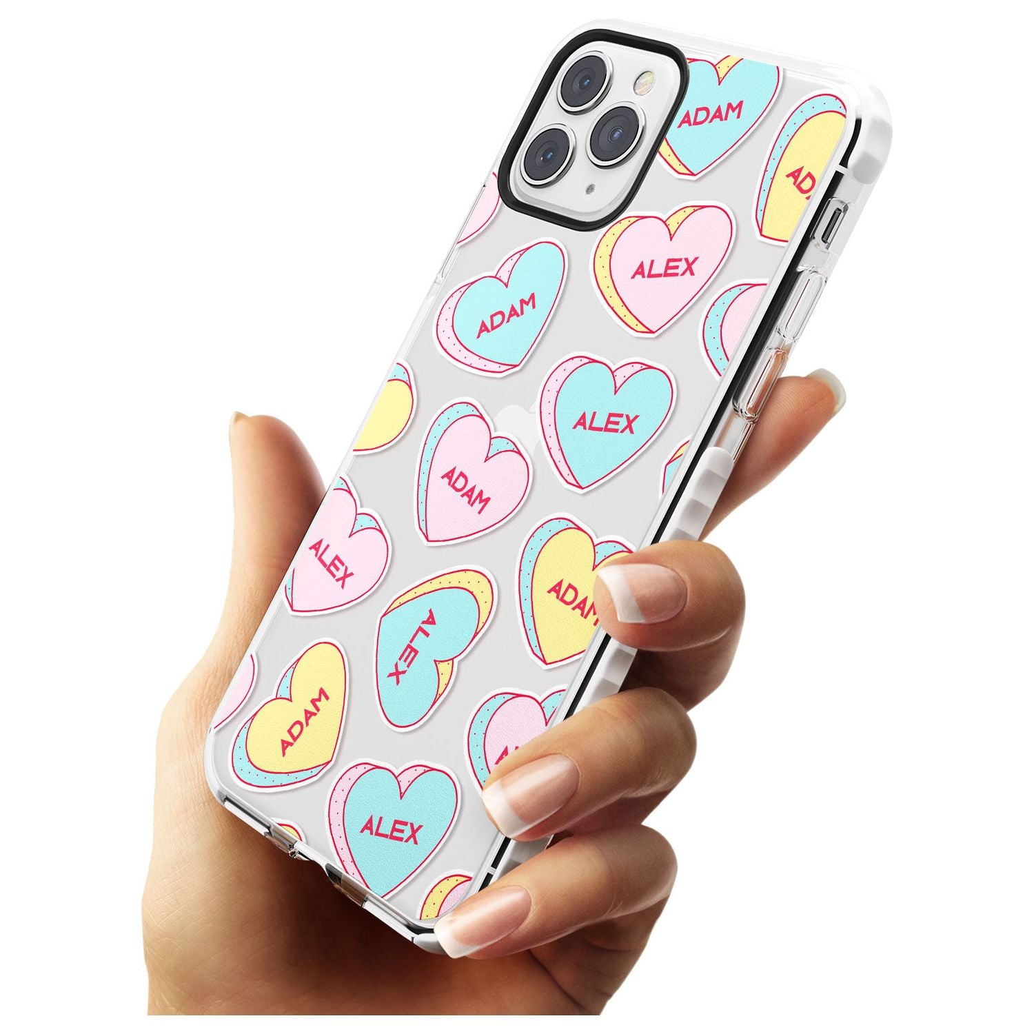 Custom Text Love Hearts Slim TPU Phone Case for iPhone 11 Pro Max
