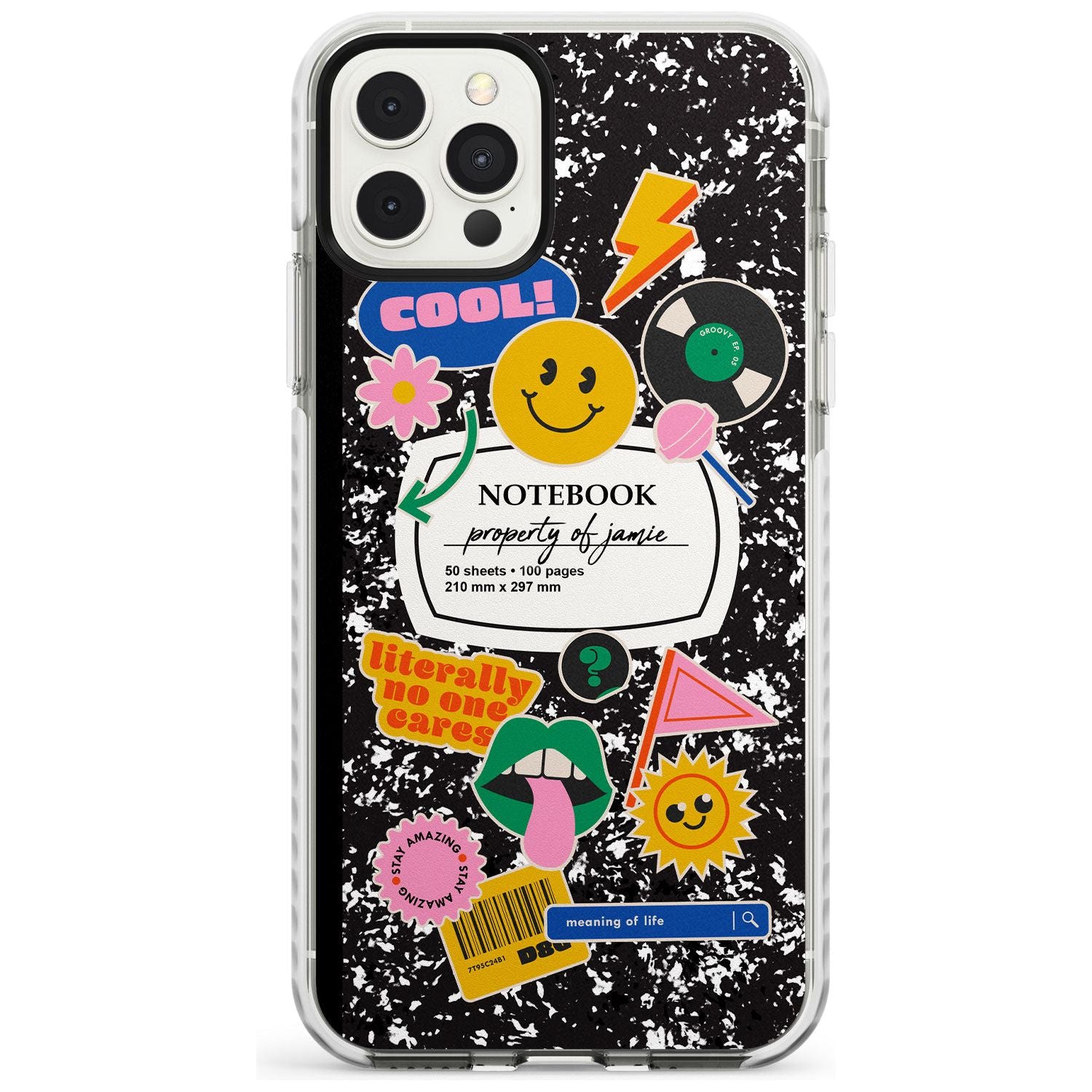 Custom Notebook Cover with Stickers Slim TPU Phone Case for iPhone 11 Pro Max