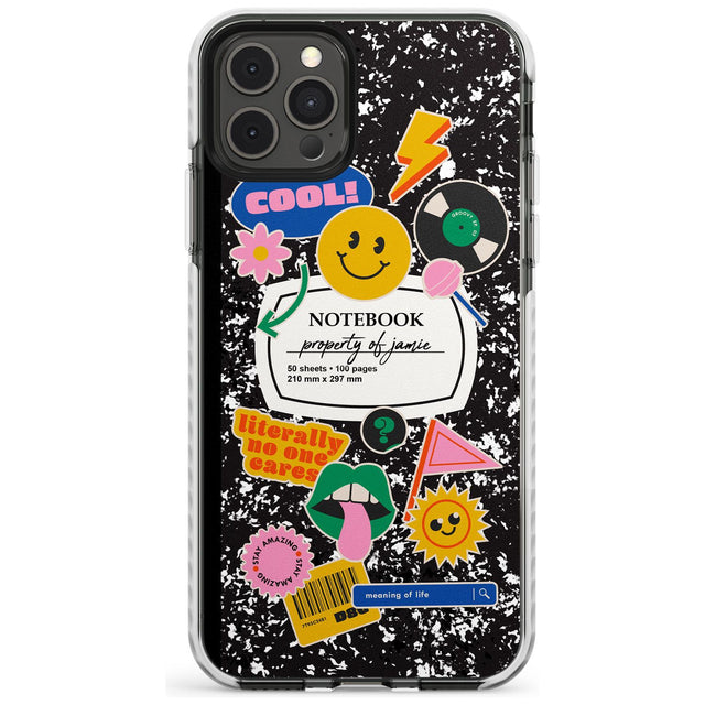 Custom Notebook Cover with Stickers Slim TPU Phone Case for iPhone 11 Pro Max