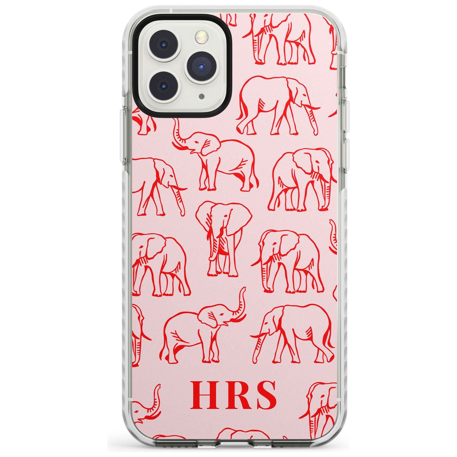 Personalised Red Elephant Outlines on Pink Impact Phone Case for iPhone 11 Pro Max