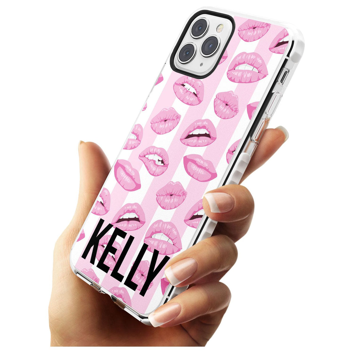 Pink Stripes & Lips iPhone Case   Custom Phone Case - Case Warehouse