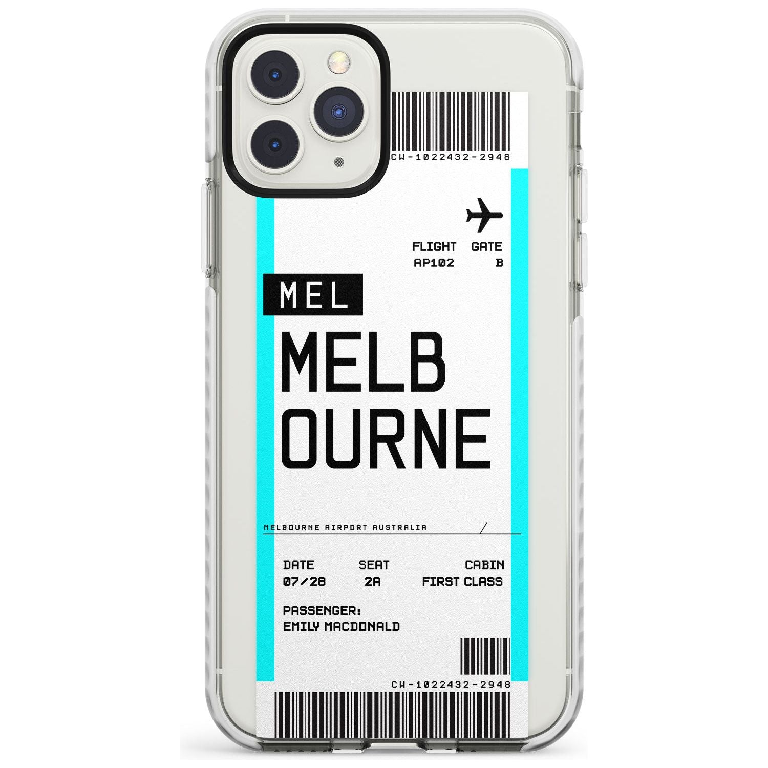 Melbourne Boarding Pass iPhone Case  Impact Case Custom Phone Case - Case Warehouse