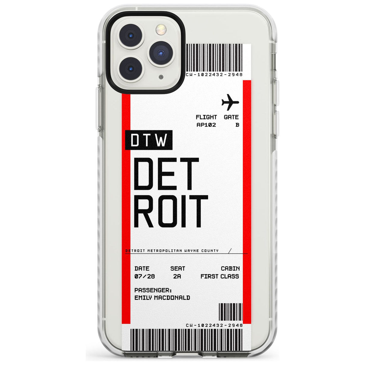 Detroit Boarding Pass iPhone Case  Impact Case Custom Phone Case - Case Warehouse