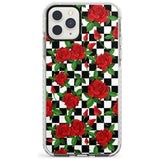 Checkered Pattern & Red Roses Impact Phone Case for iPhone 11 Pro Max