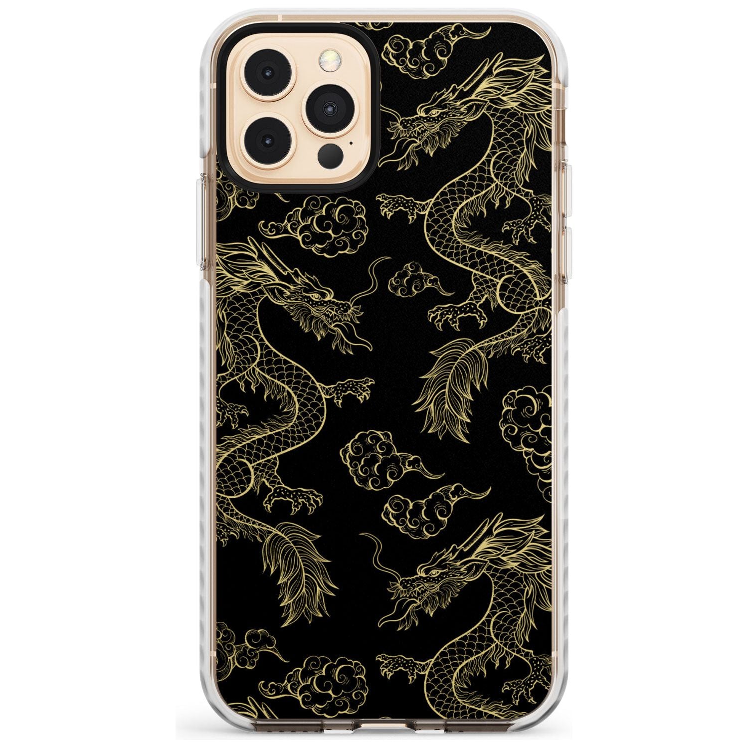 Black and Gold Dragon Pattern Impact Phone Case for iPhone 11 Pro Max