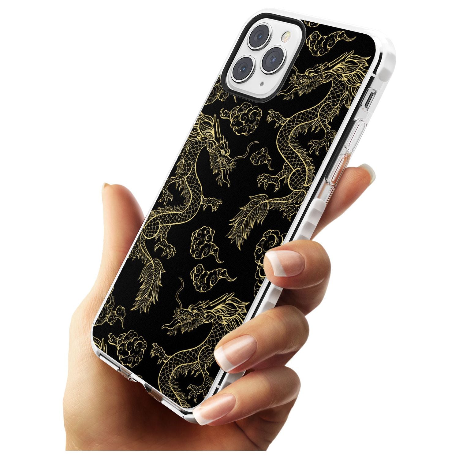 Black and Gold Dragon Pattern Impact Phone Case for iPhone 11 Pro Max