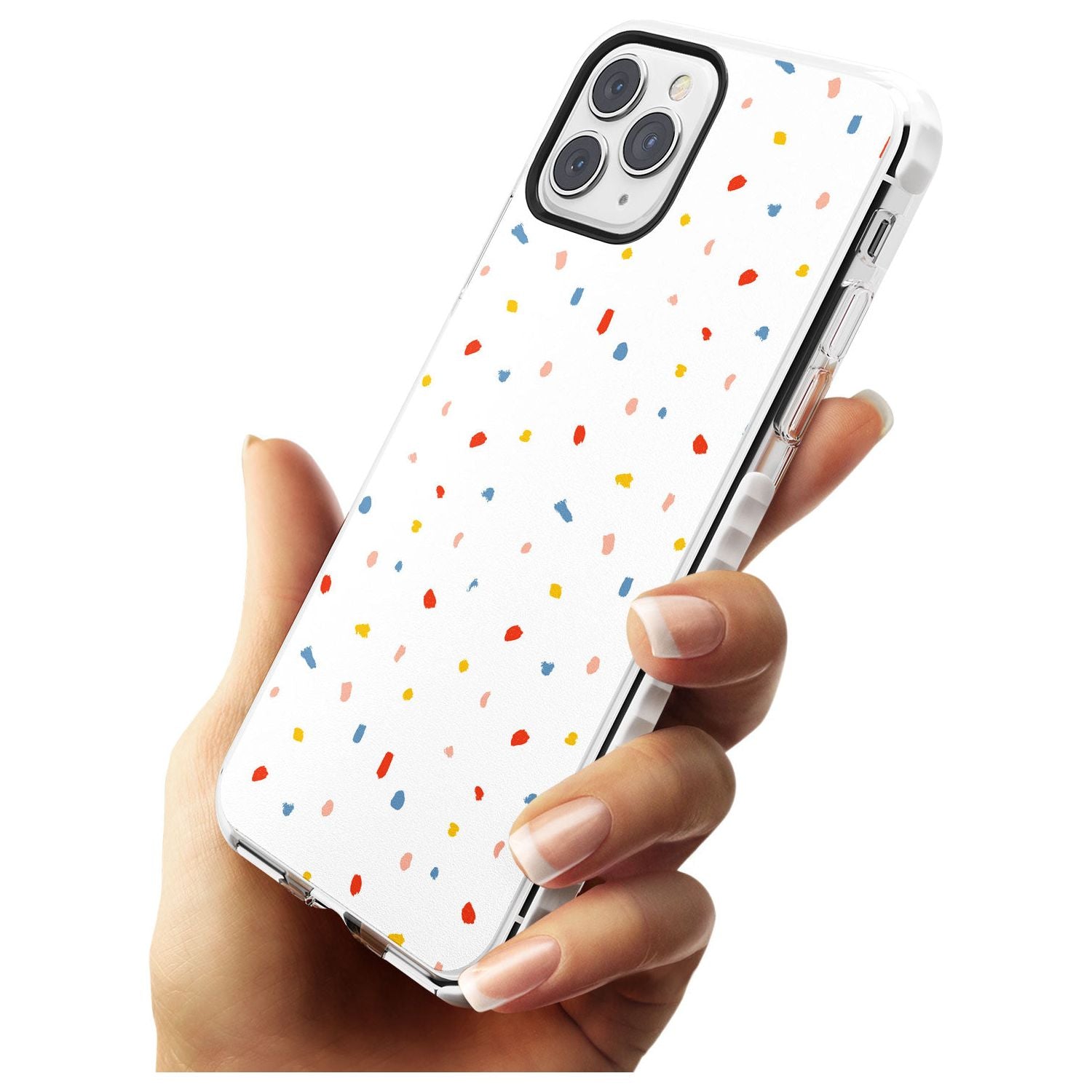 Confetti Print on Solid White Impact Phone Case for iPhone 11 Pro Max