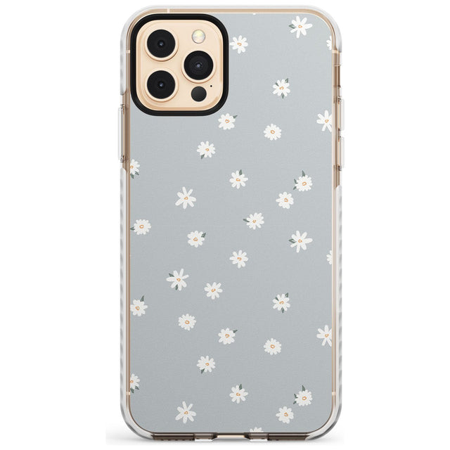 Painted Daises - Blue-Grey Cute Floral Design Slim TPU Phone Case for iPhone 11 Pro Max