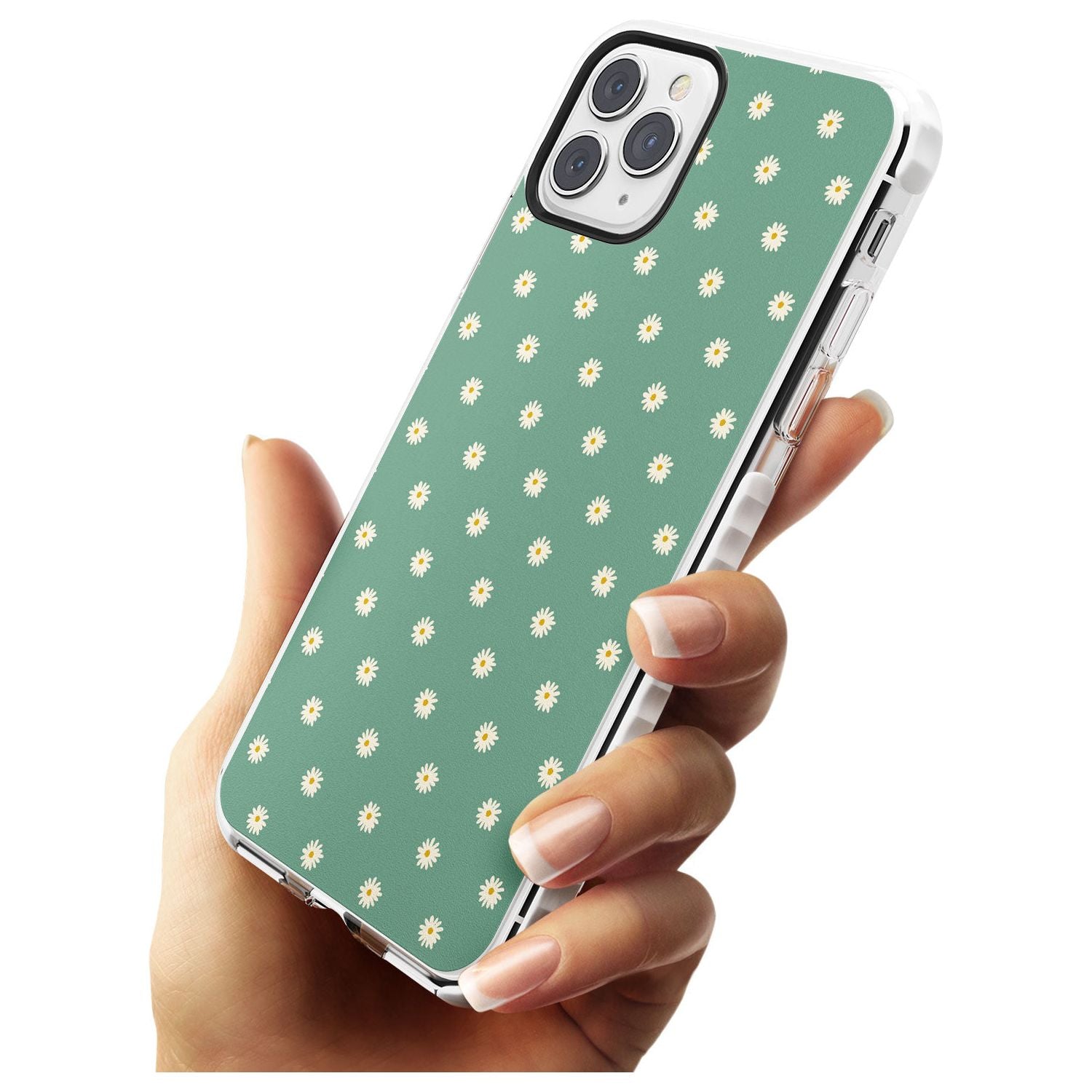 Daisy Pattern - Teal Cute Floral Daisy Design Slim TPU Phone Case for iPhone 11 Pro Max