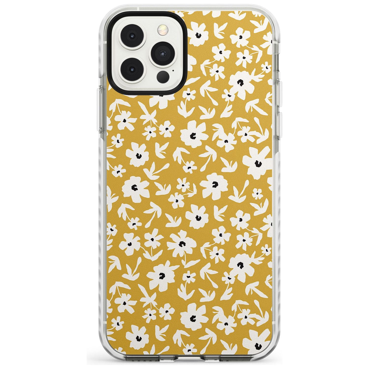 Floral Print on Mustard - Cute Floral Design Slim TPU Phone Case for iPhone 11 Pro Max