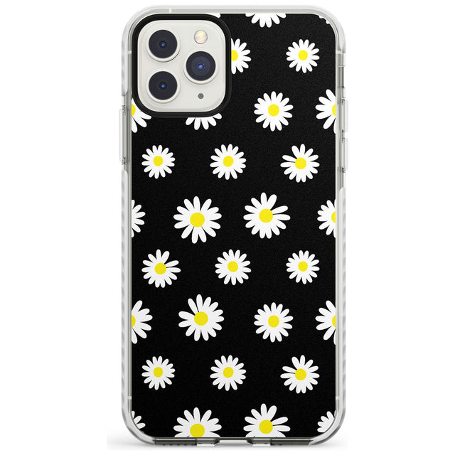 White Daisy Pattern (Black) Impact Phone Case for iPhone 11 Pro Max