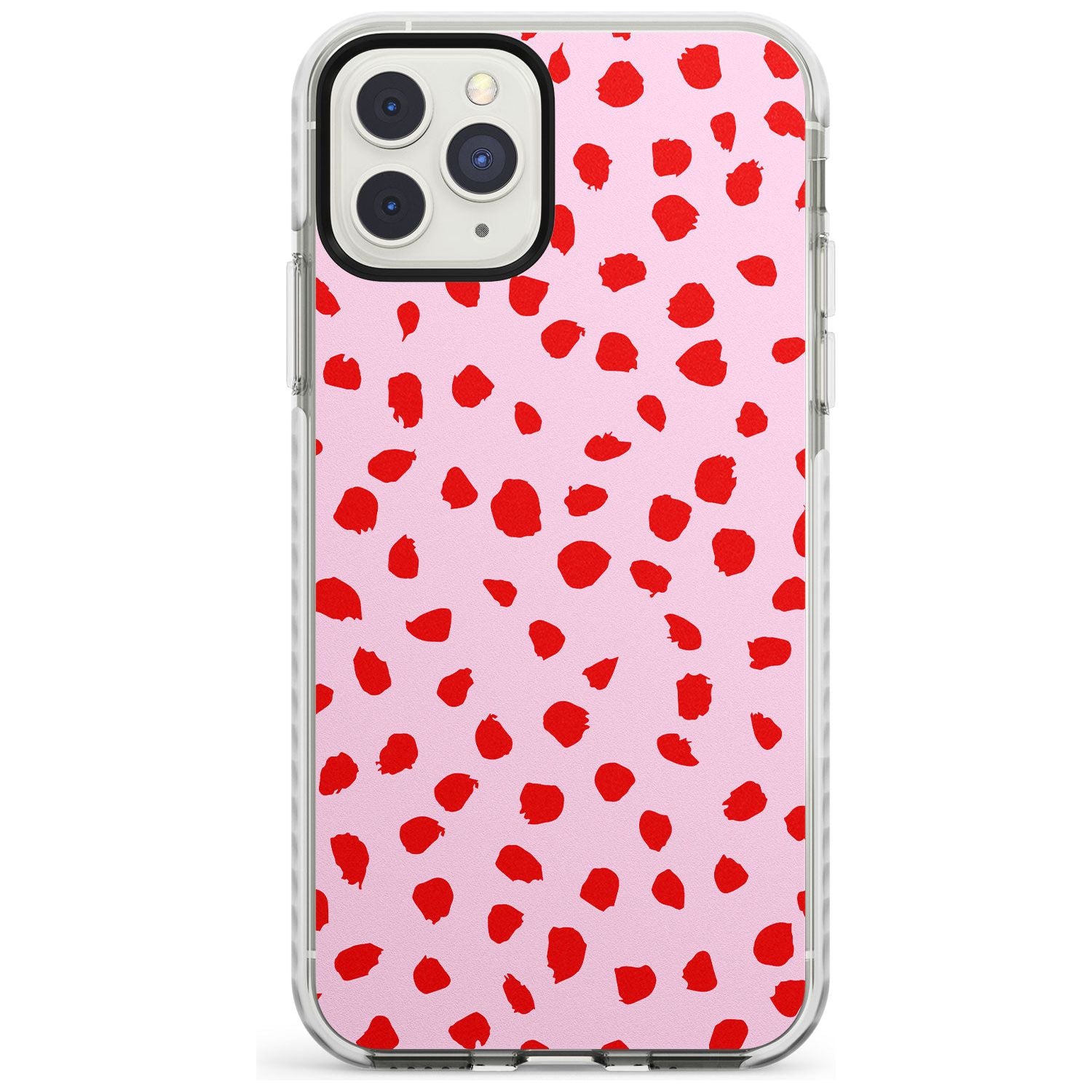 Red on Pink Dalmatian Polka Dot Spots Impact Phone Case for iPhone 11 Pro Max