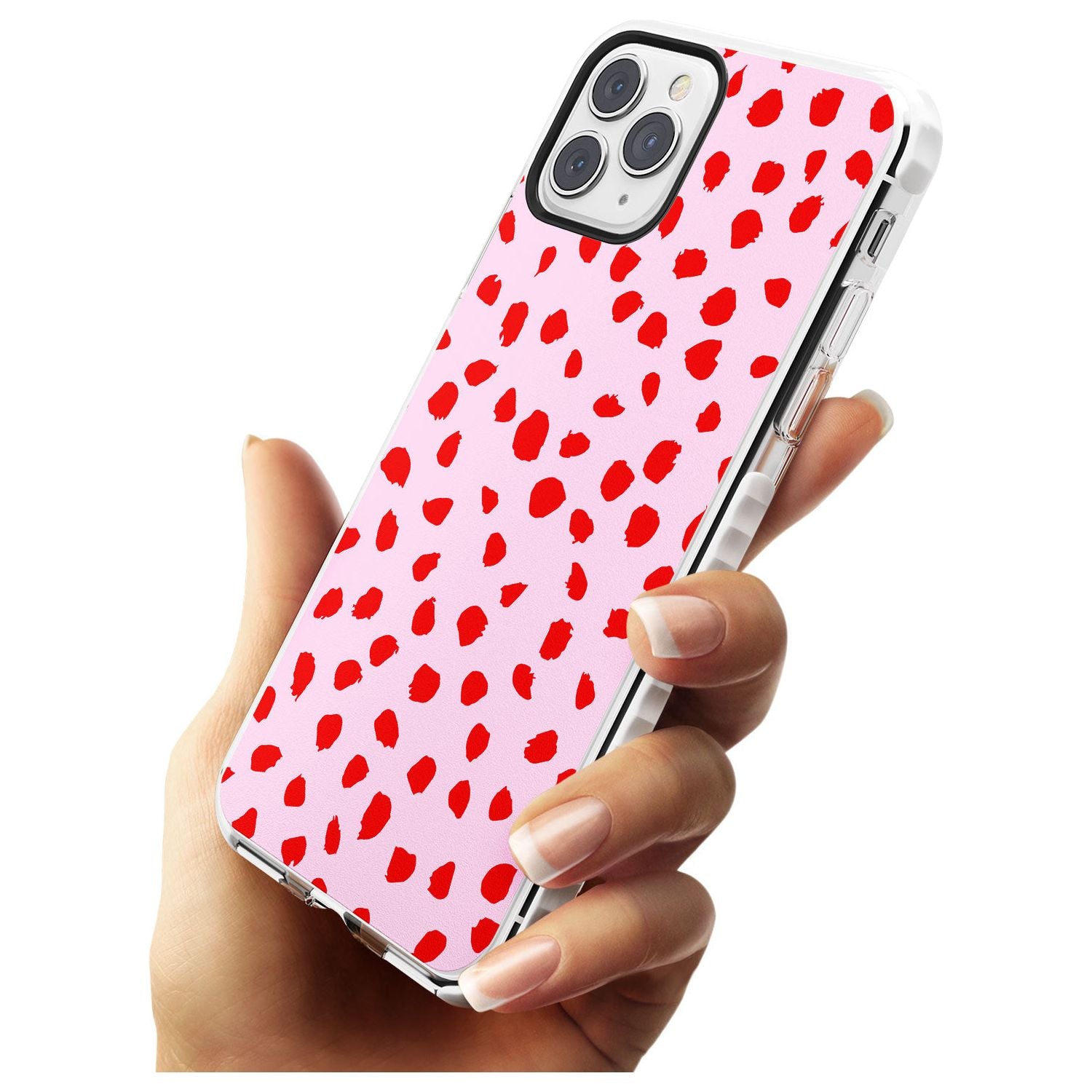 Red on Pink Dalmatian Polka Dot Spots Impact Phone Case for iPhone 11 Pro Max