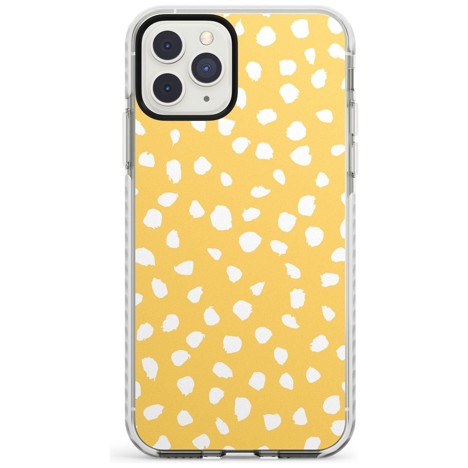 White on Yellow Dalmatian Polka Dot Spots Impact Phone Case for iPhone 11 Pro Max