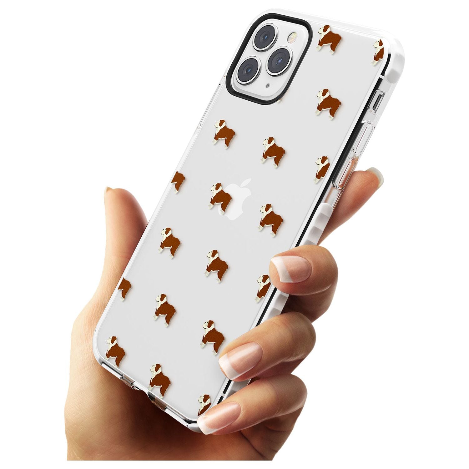 English Bulldog Dog Pattern Clear Impact Phone Case for iPhone 11 Pro Max