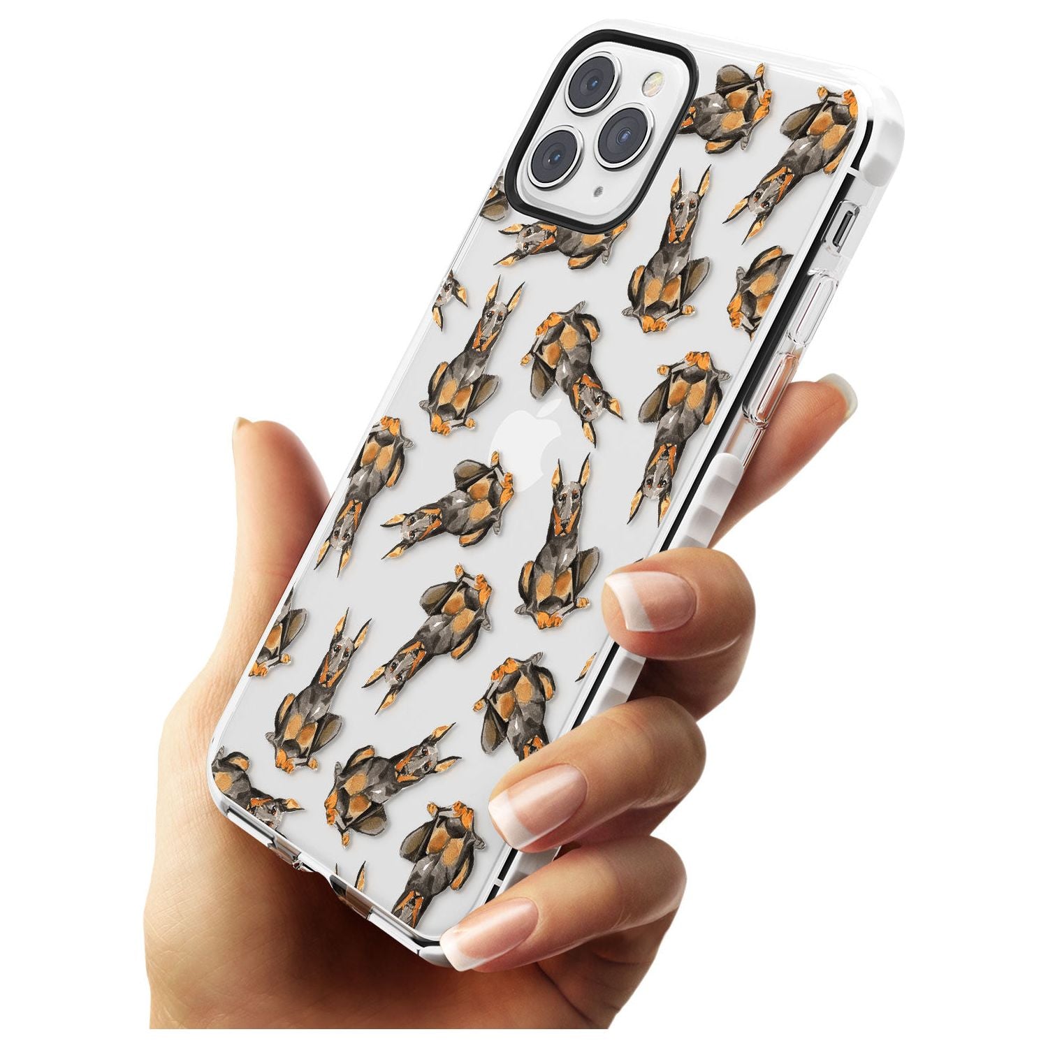 Doberman (Cropped) Watercolour Dog Pattern Impact Phone Case for iPhone 11 Pro Max