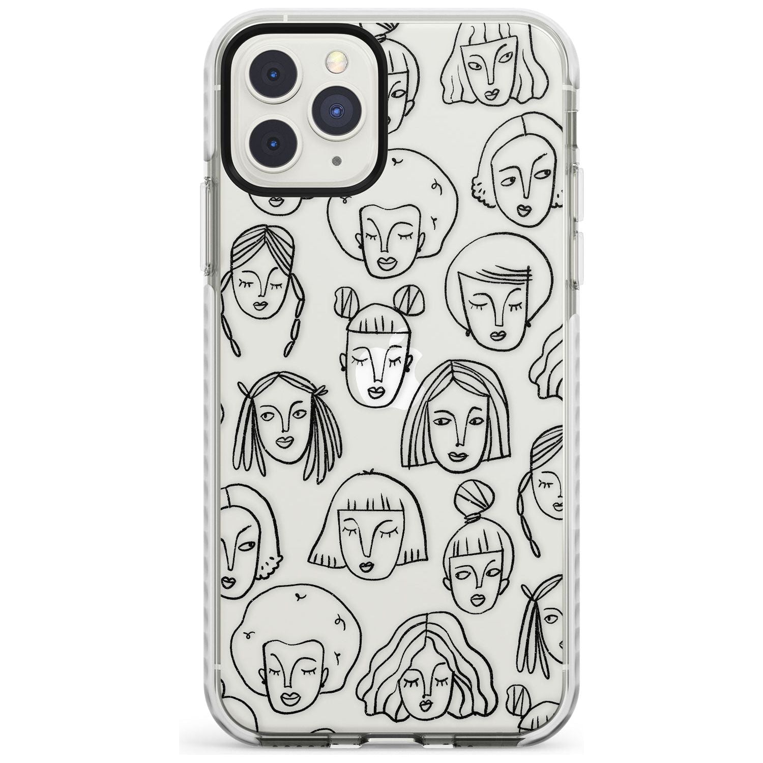 Girl Portrait Doodles Impact Phone Case for iPhone 11 Pro Max
