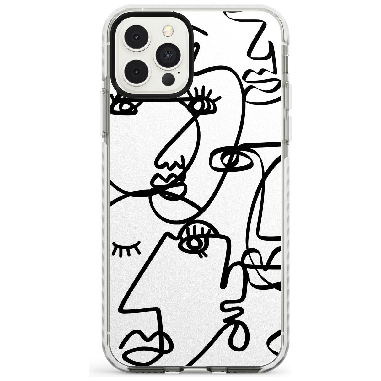 Continuous Line Faces: Black on White Slim TPU Phone Case for iPhone 11 Pro Max