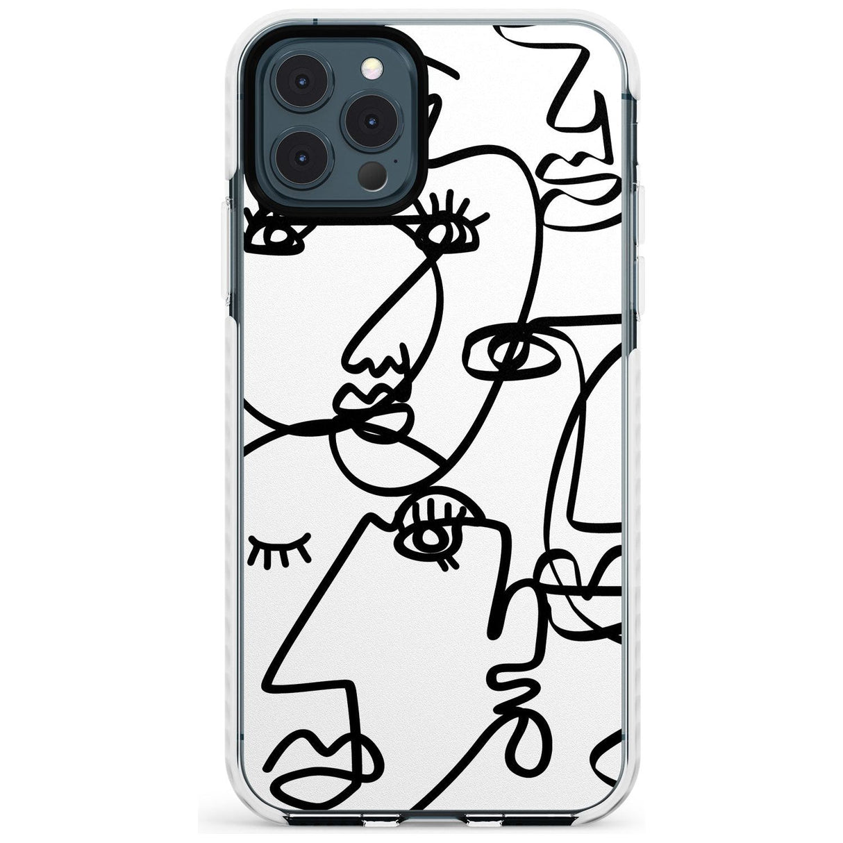 Continuous Line Faces: Black on White Slim TPU Phone Case for iPhone 11 Pro Max