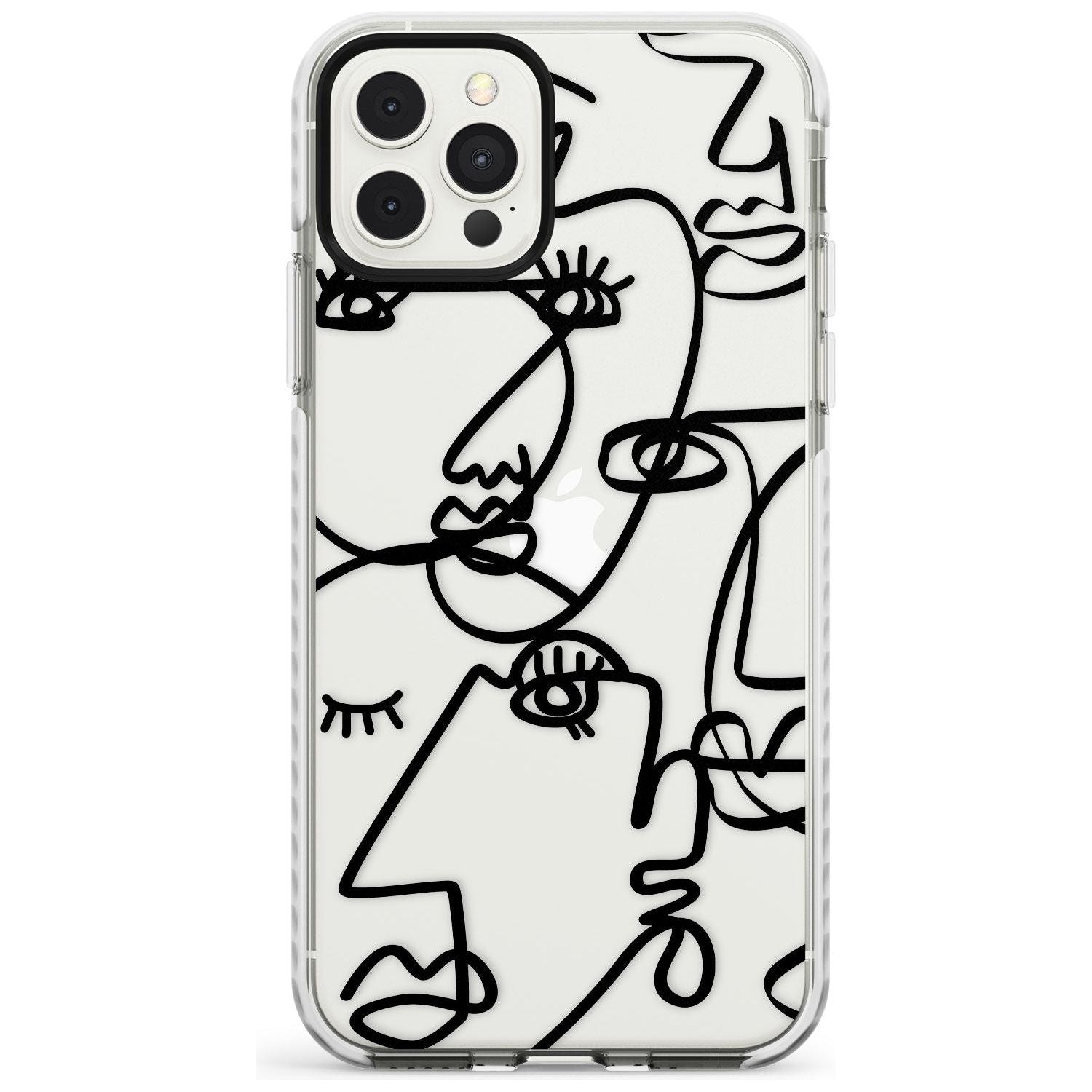 Continuous Line Faces: Black on Clear Slim TPU Phone Case for iPhone 11 Pro Max