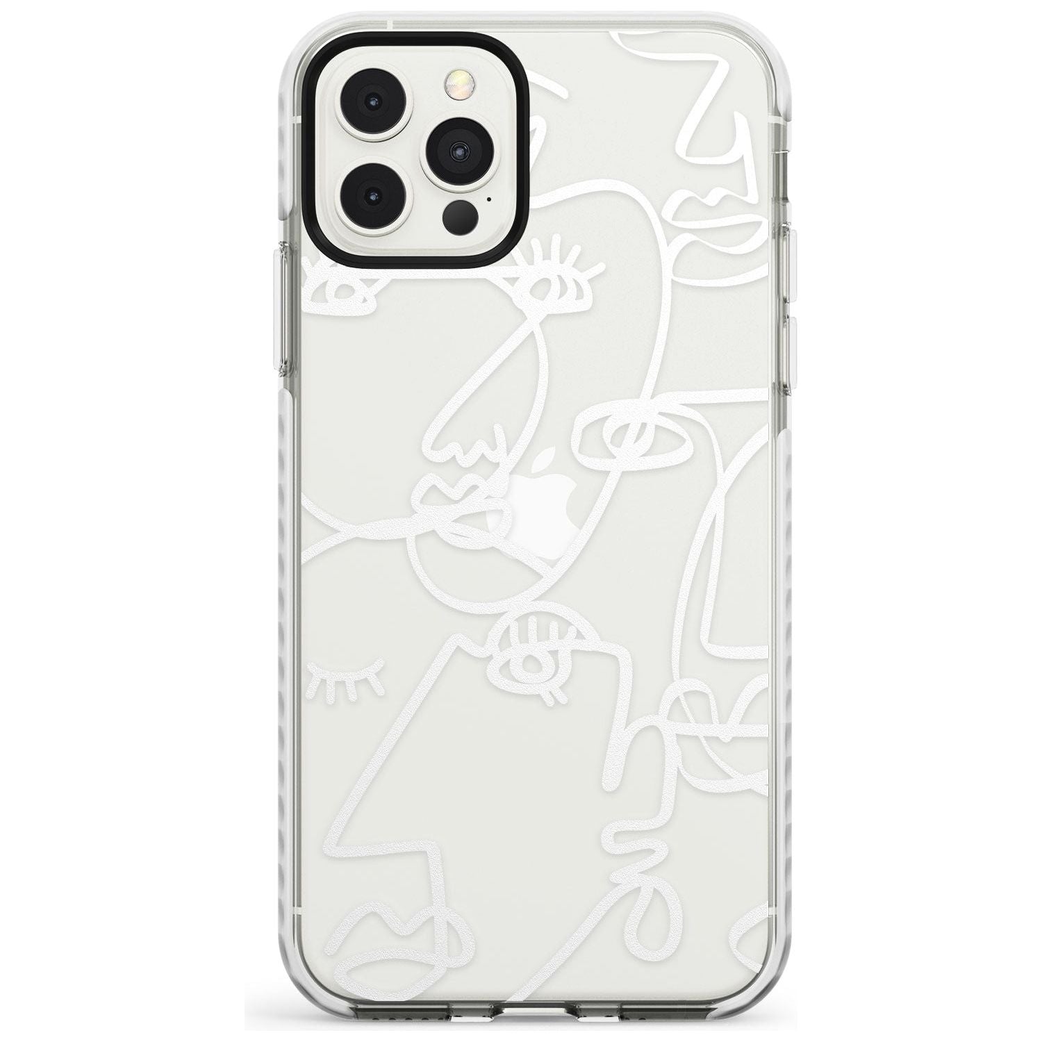 Continuous Line Faces: White on Clear Slim TPU Phone Case for iPhone 11 Pro Max
