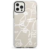 Continuous Line Faces: White on Beige Slim TPU Phone Case for iPhone 11 Pro Max