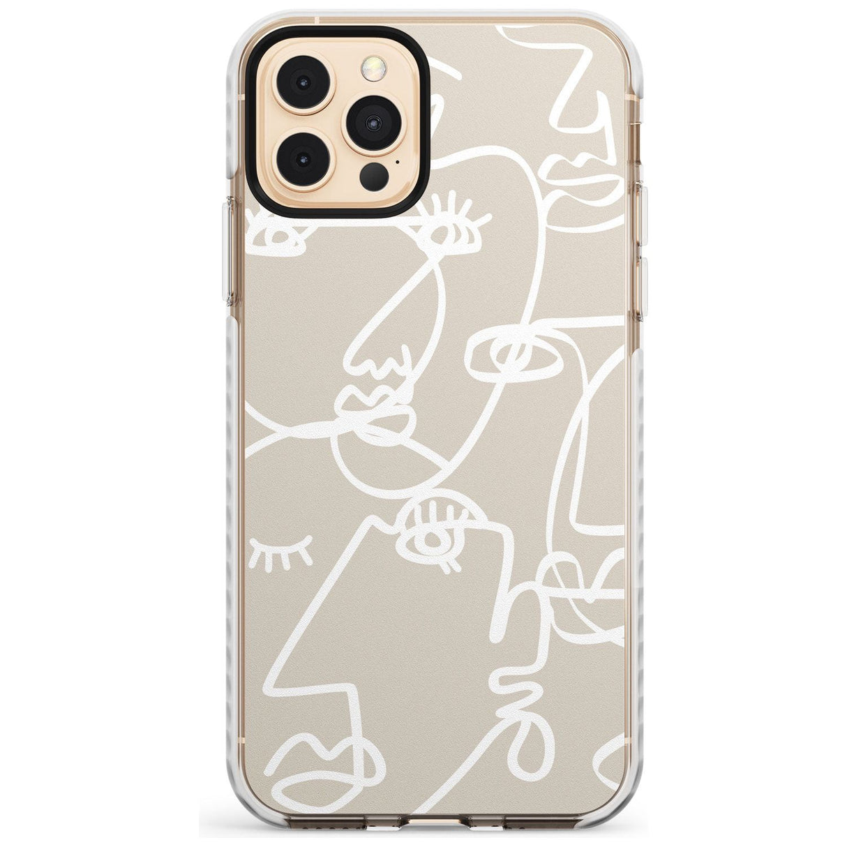 Continuous Line Faces: White on Beige Slim TPU Phone Case for iPhone 11 Pro Max