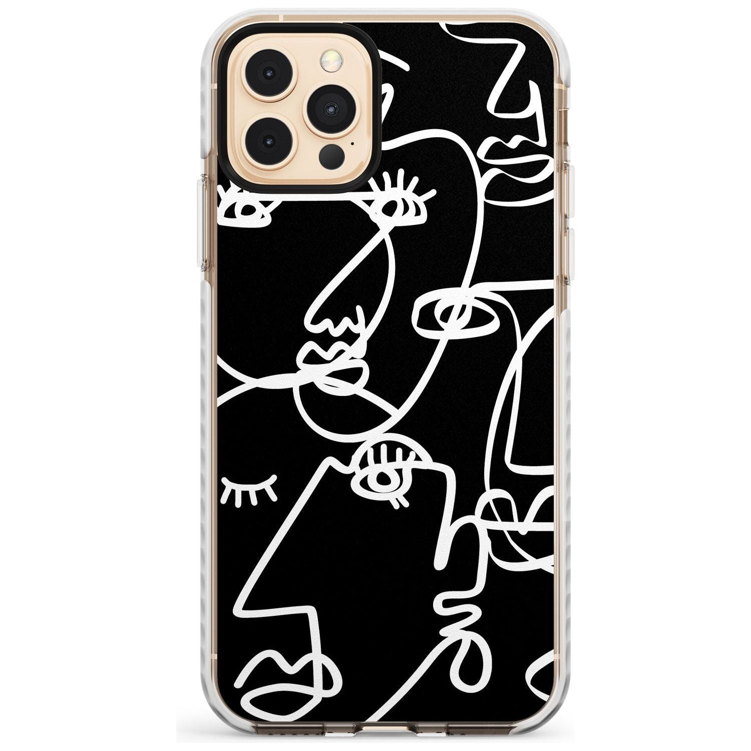 Continuous Line Faces: White on Black Slim TPU Phone Case for iPhone 11 Pro Max