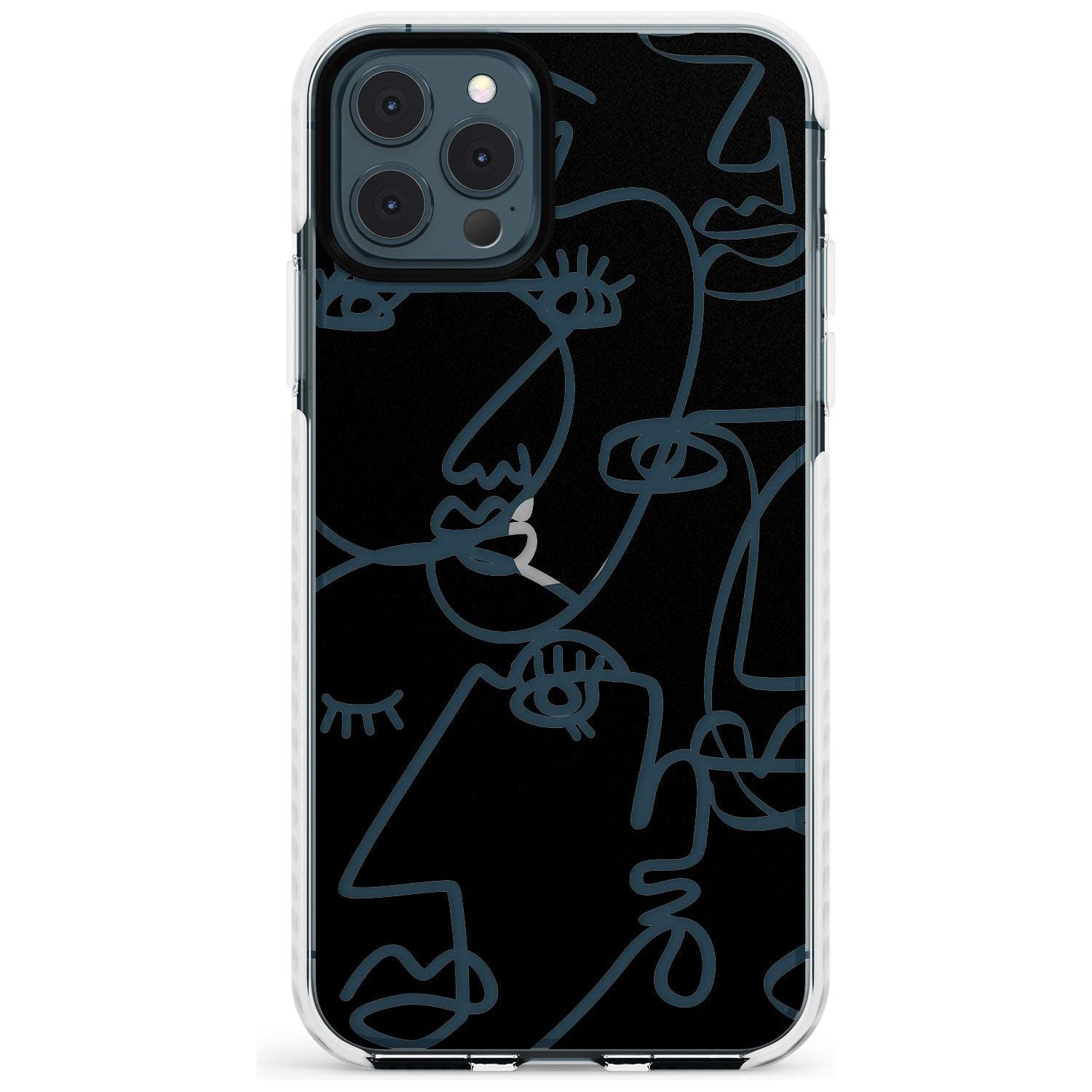 Continuous Line Faces: Clear on Black Slim TPU Phone Case for iPhone 11 Pro Max
