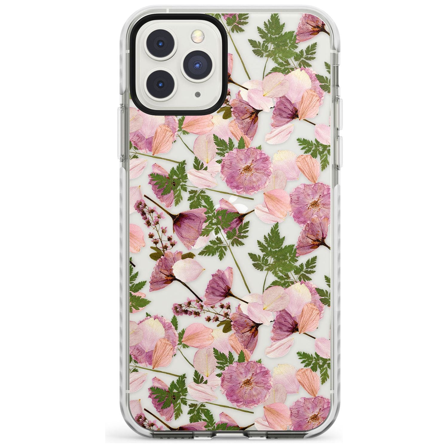 Leafy Floral Pattern Transparent Design Impact Phone Case for iPhone 11 Pro Max
