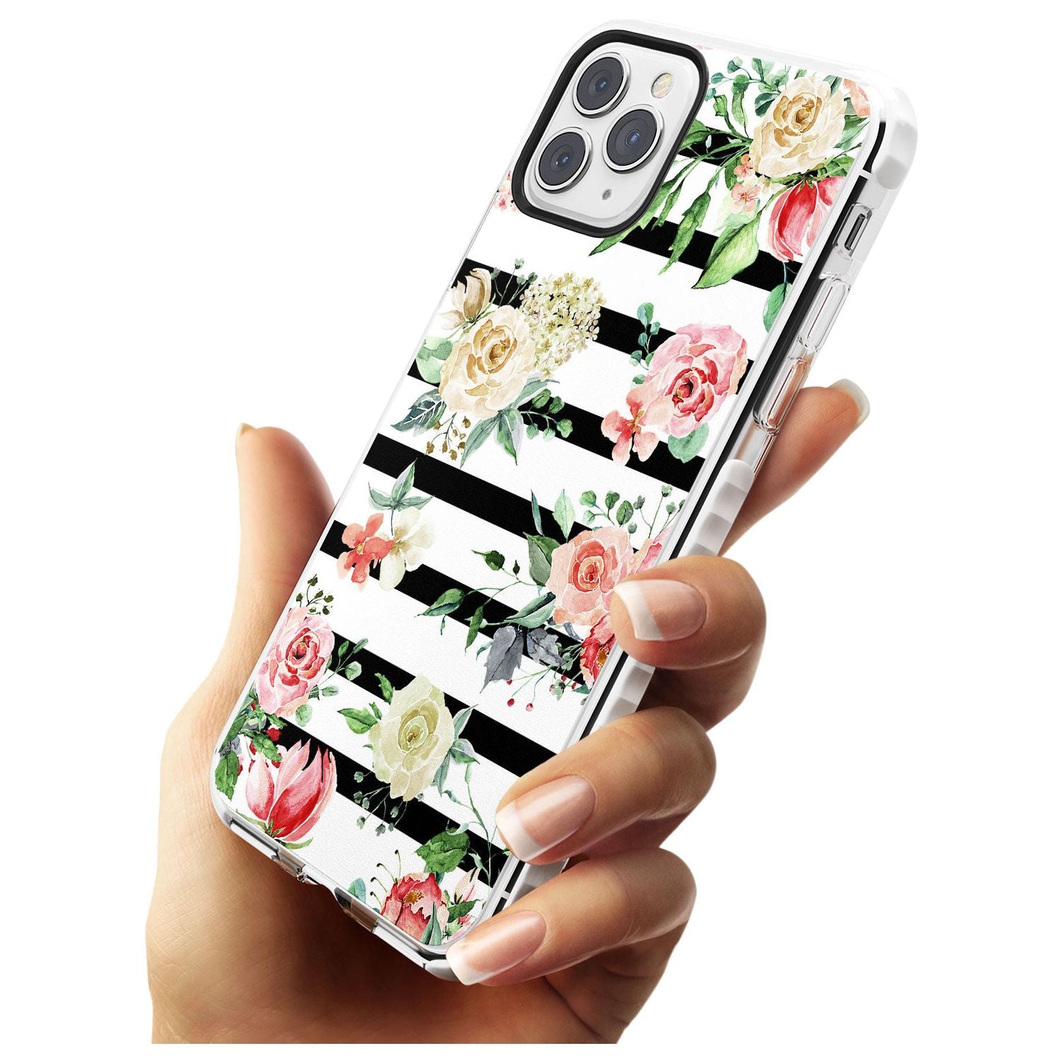 Bold Stripes & Flower Pattern Impact Phone Case for iPhone 11 Pro Max