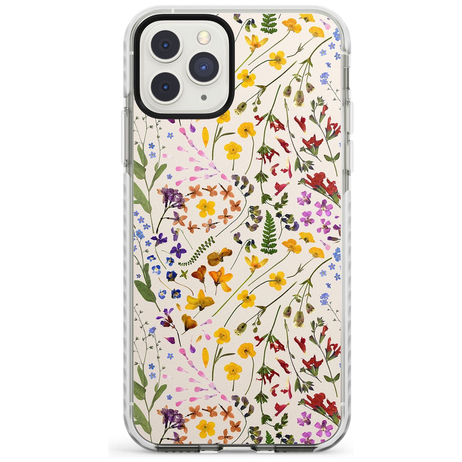 Wildflower & Leaves Cluster Design - Cream Impact Phone Case for iPhone 11 Pro Max