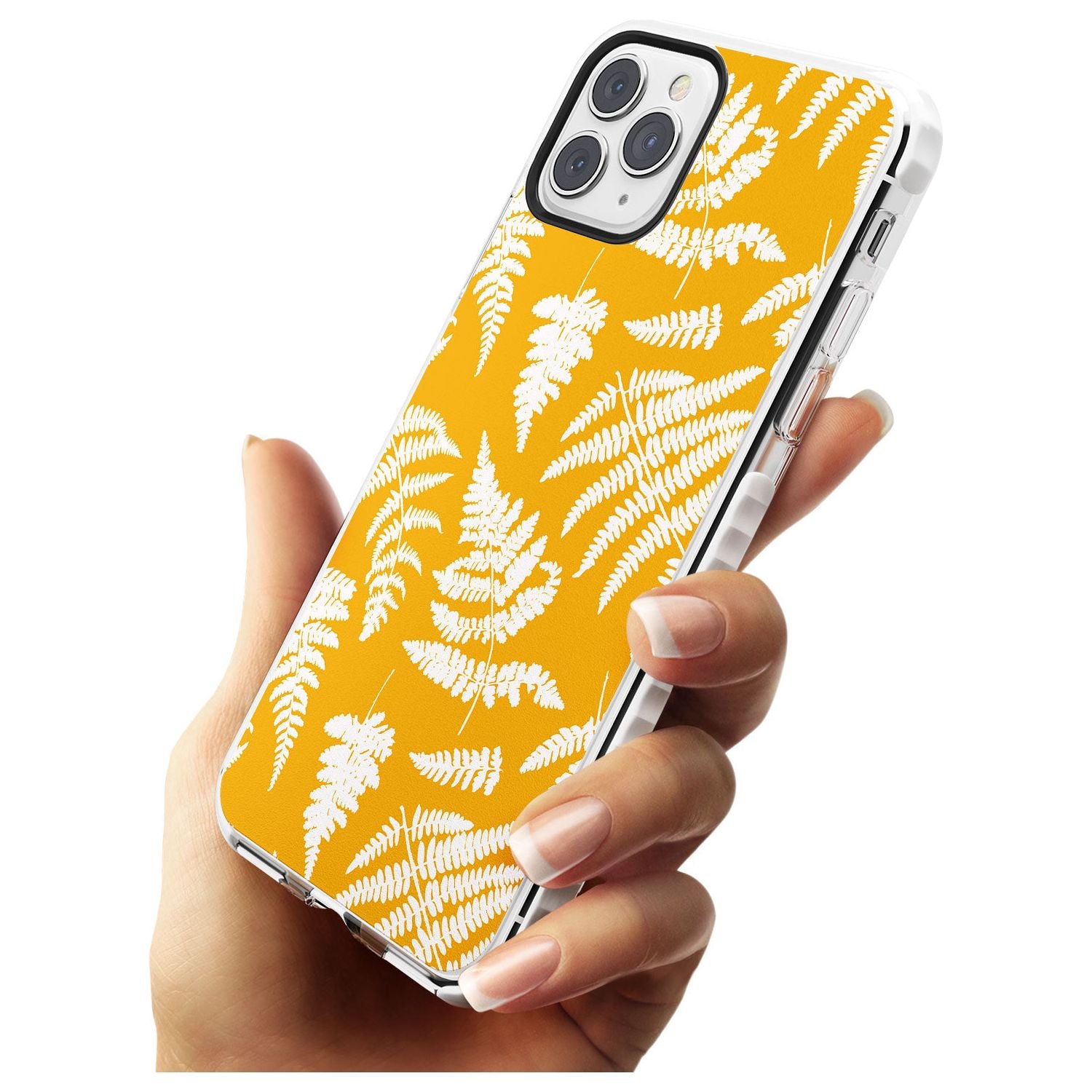 Fern Pattern on Yellow Impact Phone Case for iPhone 11 Pro Max